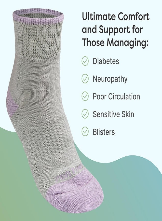 ZenToes Diabetic Socks for Women & Men | 2 Breathable Pairs with Arch Support | Non-Binding Cuff to Promote Circulation | Seamless Toe & Moisture Control Design | Large, Purple & Blue - Image 5